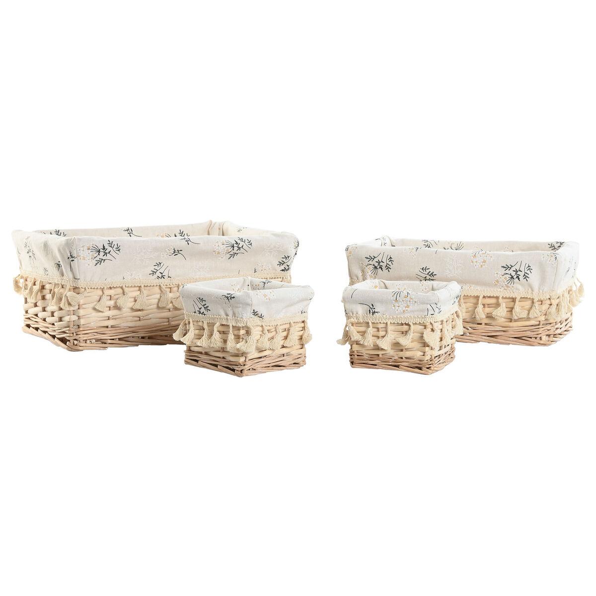 Vasketøjskurve i natur flet - Shabby Chic, 4 dele (36 × 25 × 16 cm)