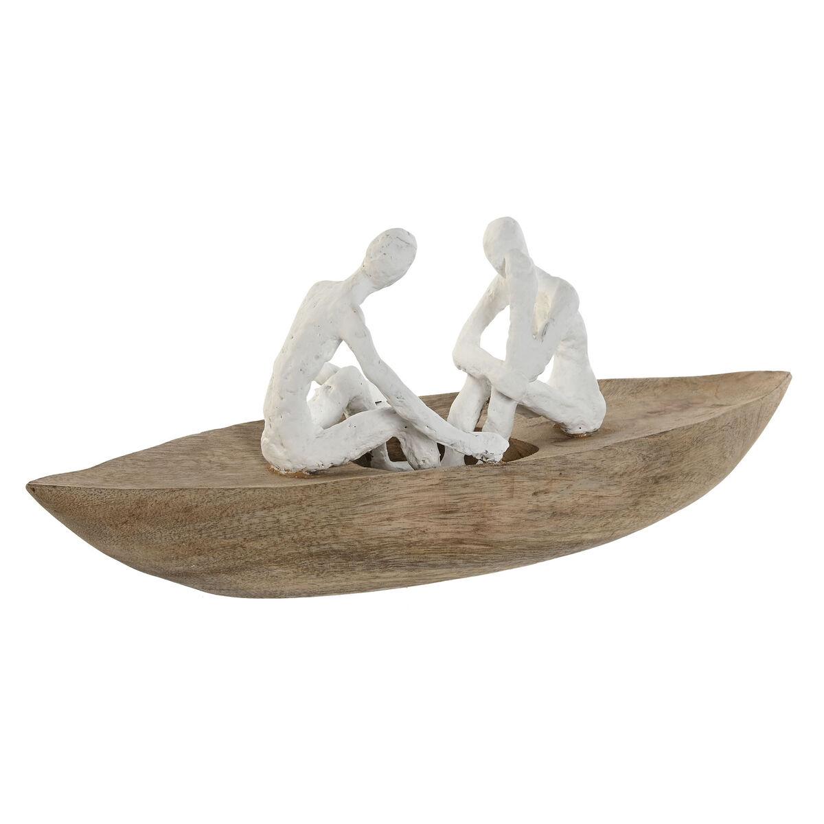 Dekorativ figur - Skib i hvid/natur, Middelhavet, 42 × 14 × 16 cm