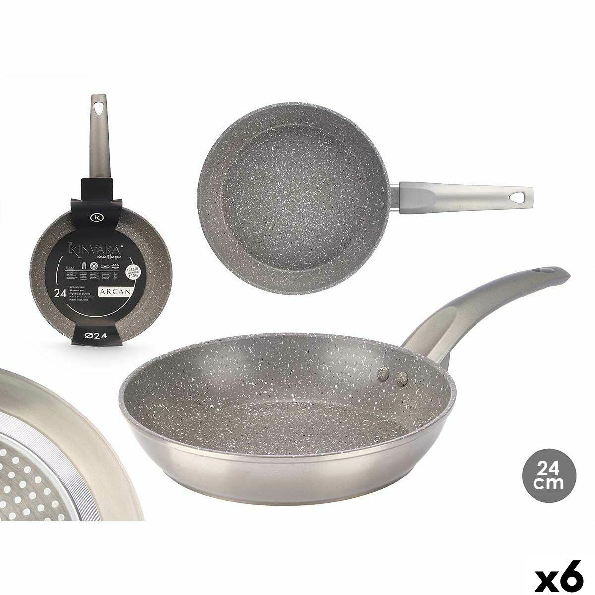 Stegepande 24 cm Kinvara - sølvfarvet smedet aluminium, bakelit (6 stk.)