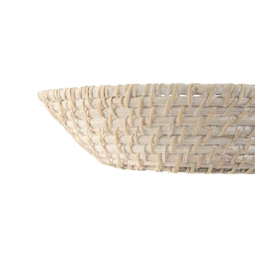 Borddekoration Home ESPRIT Hvid Natur Bambus Rattan 35 x 35 x 8 cm (2 Dele)