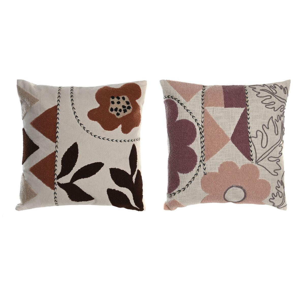 Pyntepuder - Hvid/Pink, 45 × 45 cm (sæt af 2)