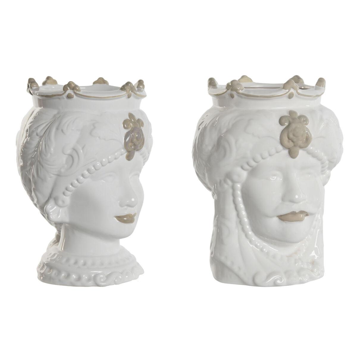 Urtepotter - hvid/beige porcelæn, 15 × 15 × 26,5 cm (sæt à 2)