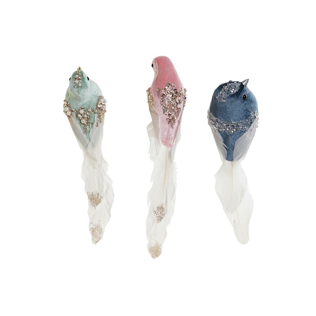 Julepynt - multifarvede fugle, 25 × 7 × 6 cm (sæt á 3)