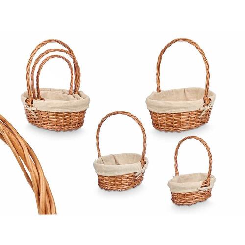 Set med kurve Kipit HX31275S/3 Natur Polyester flet Klæde 50 % bomuld 34 x 39,5 x 30 cm 34 x 40 x 30 cm (8 enheder)