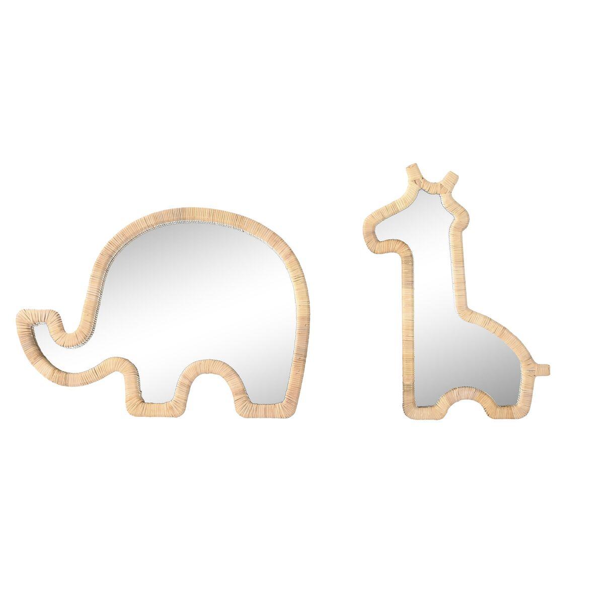 Vægspejl - natur, 43 × 3 × 60 cm, 2 stk.