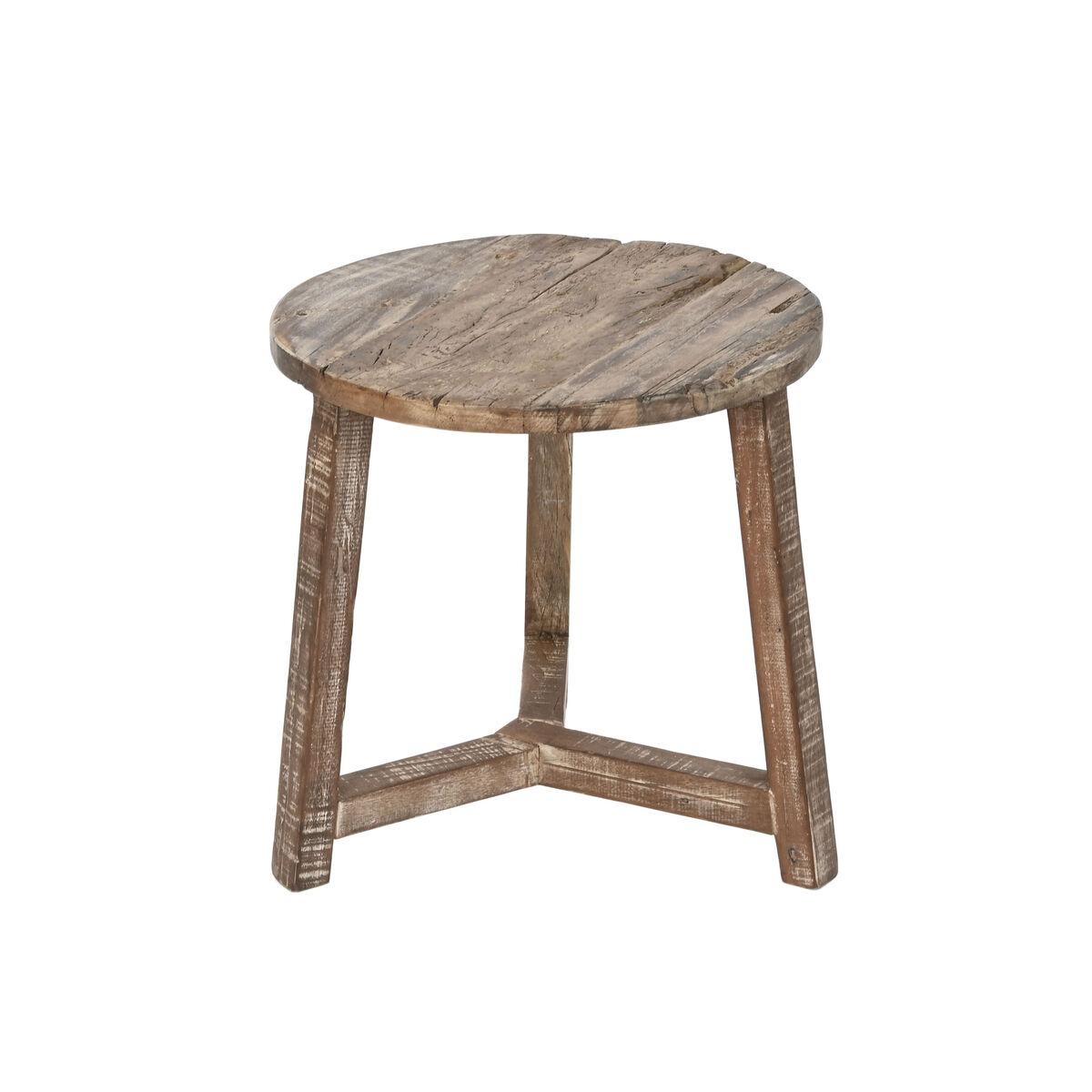 Sofabord i genbrugt træ - hvid/brun, Ø45 x H45 cm