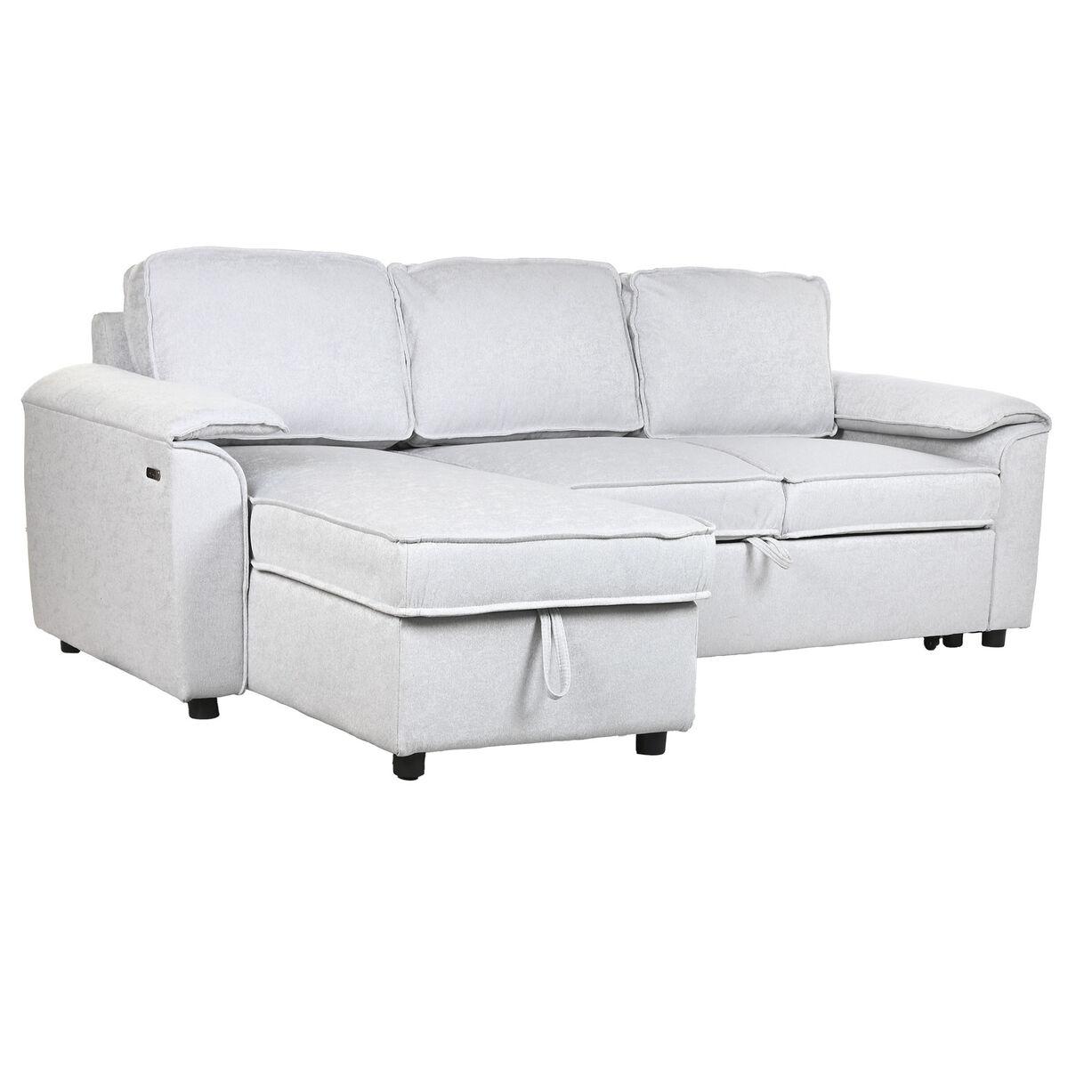 Sovesofa - lysegrå, moderne, 220 × 153 × 88 cm