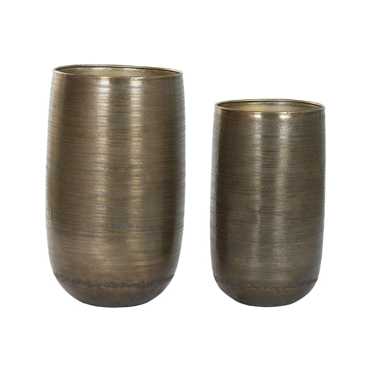 Urtepotter - gylden/sølvfarvet aluminium, moderne, sæt á 2 (35 x 35 x 63 cm)