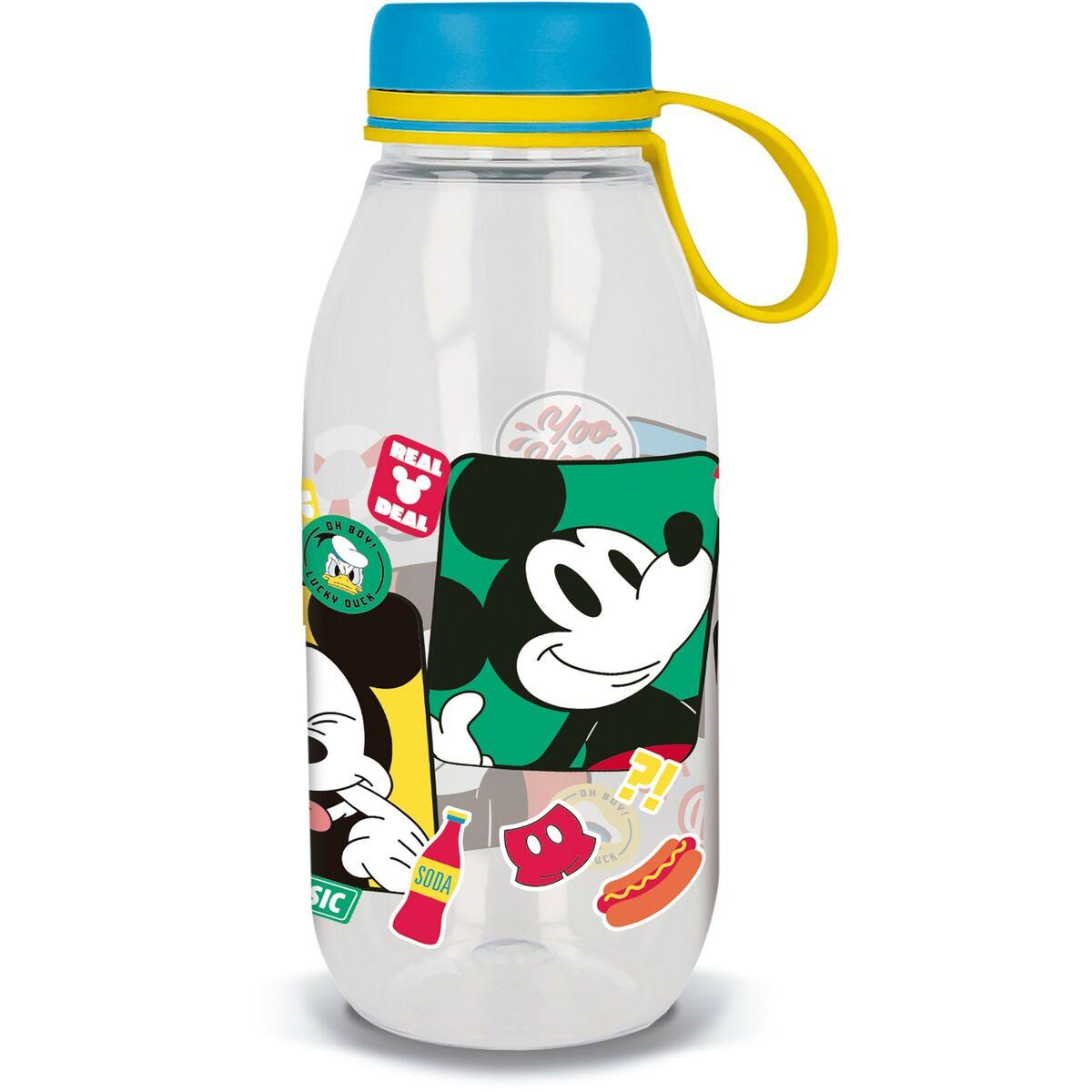 Mickey Mouse vandflaske 460 ml - blå med silikonehåndtag