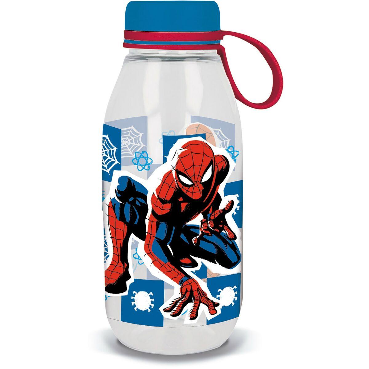 Spider-Man vandflaske 460 ml - blå med silikonehåndtag