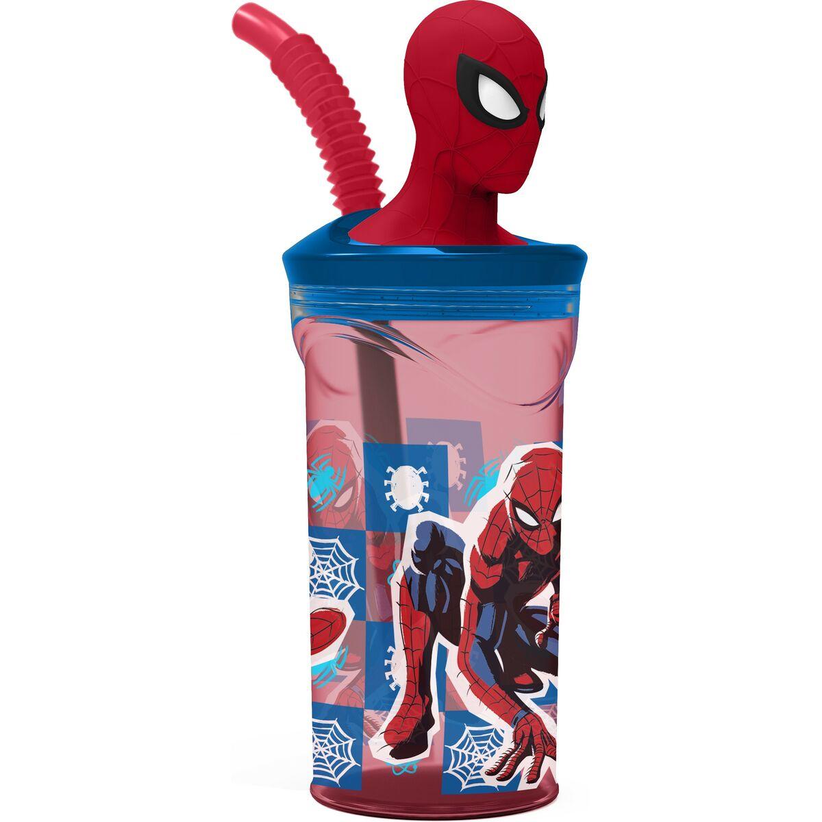 Spider-Man kop med sugerør CZ11338 3D - 360 ml, rød