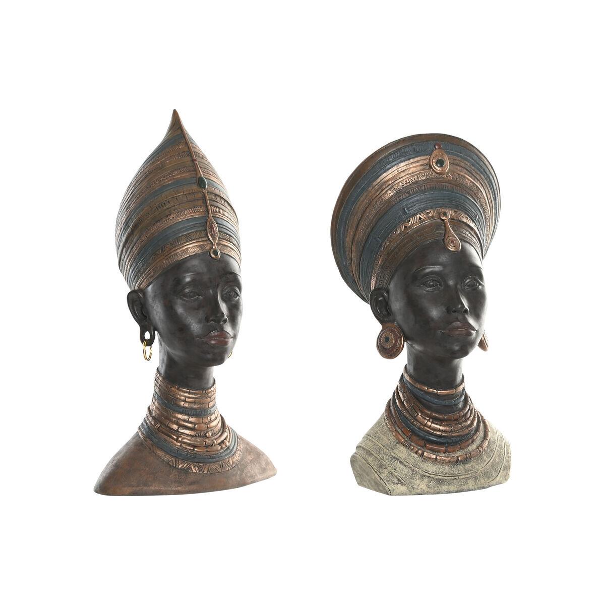 Dekorativ figur Home ESPRIT Brun Afrikansk kvinde 30 x 20 x 53 cm (2 enheder)
