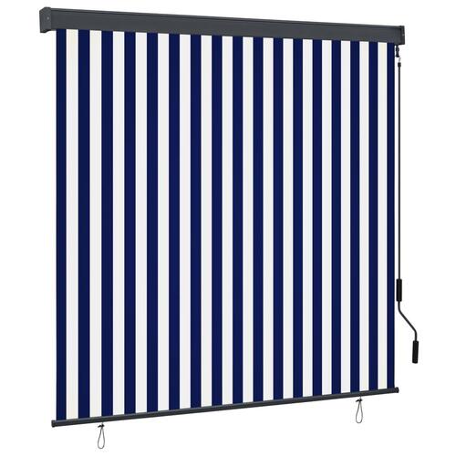 Udendørs rullegardin 170x250 cm blå og hvid