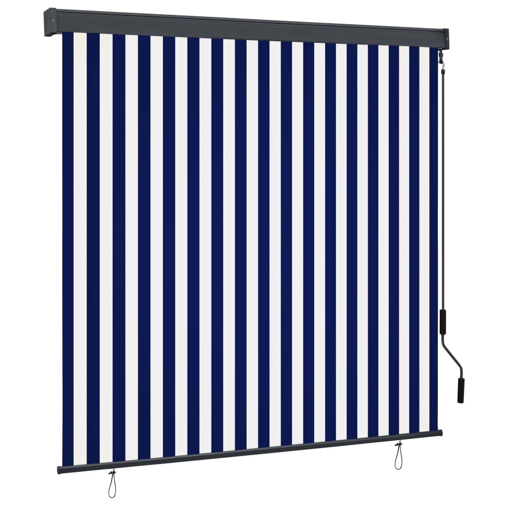 Udendørs rullegardin 170x250 cm blå og hvid