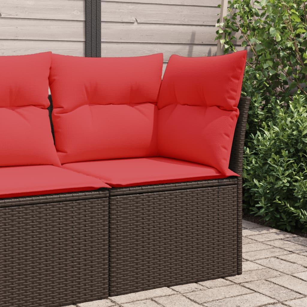 Hjørnemodul til havesofa med hynder polyrattan brun
