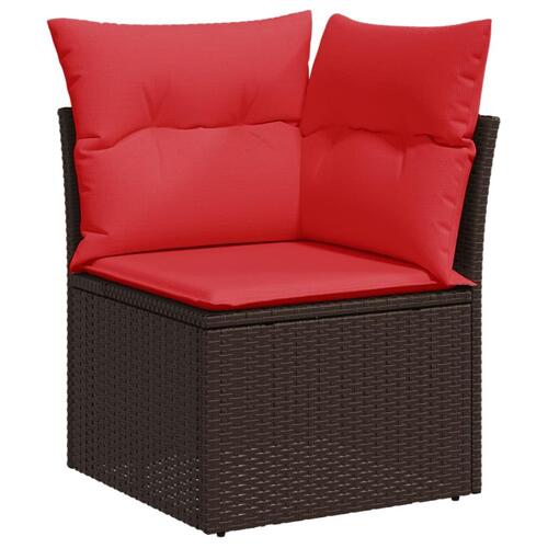 Hjørnemodul til havesofa med hynder polyrattan brun