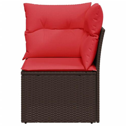 Hjørnemodul til havesofa med hynder polyrattan brun