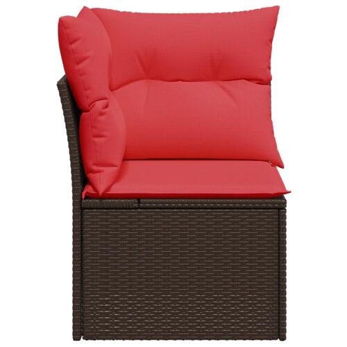 Hjørnemodul til havesofa med hynder polyrattan brun