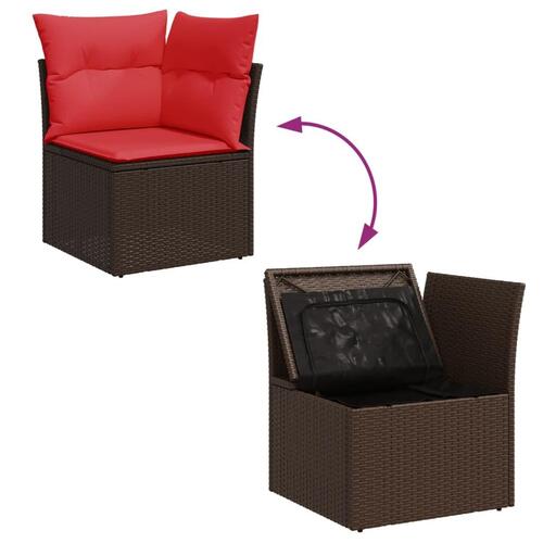 Hjørnemodul til havesofa med hynder polyrattan brun