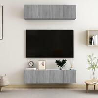 Tv-skabe til væg 4 stk. 60x30x30 cm konstrueret træ grå sonoma