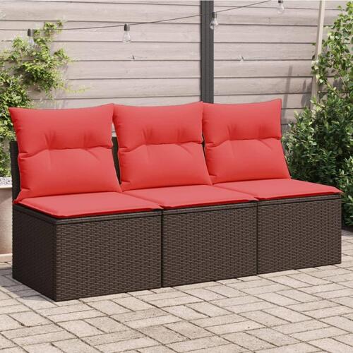 3-personers havesofa med hynder polyrattan brun
