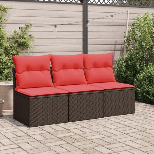 3-personers havesofa med hynder polyrattan brun