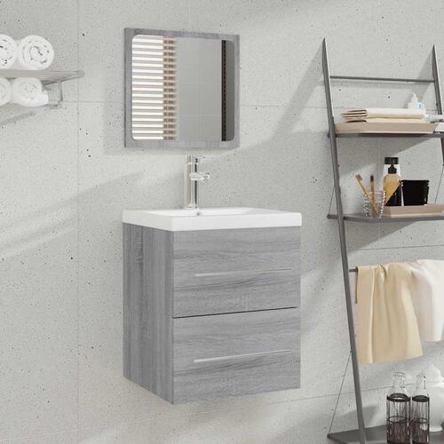 Badeværelsesskab 41x38,5x48 cm konstrueret træ grå sonoma-eg