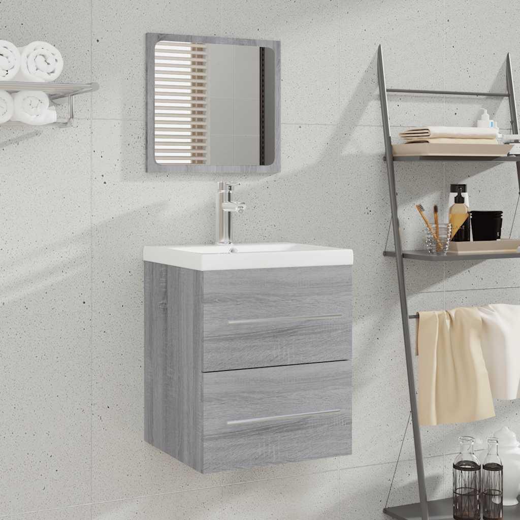 Badeværelsesskab 41x38,5x48 cm konstrueret træ grå sonoma-eg