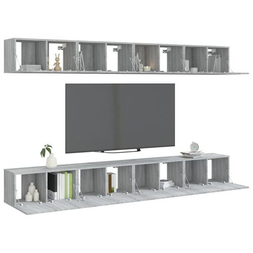Tv-skabe 8 stk. 60x30x30 cm konstrueret træ grå sonoma-eg