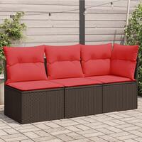 3-personers havesofa med hynder polyrattan brun