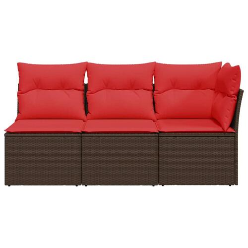 3-personers havesofa med hynder polyrattan brun