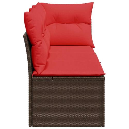 3-personers havesofa med hynder polyrattan brun