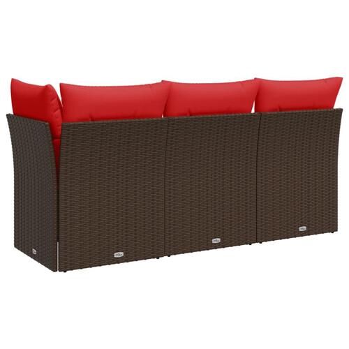 3-personers havesofa med hynder polyrattan brun