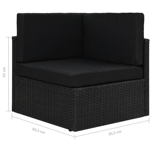Loungesæt til haven 6 dele med hynder polyrattan sort