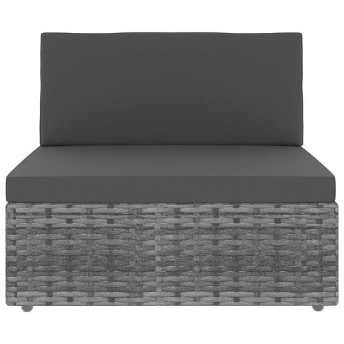 Loungesæt til haven 5 dele med hynder polyrattan grå