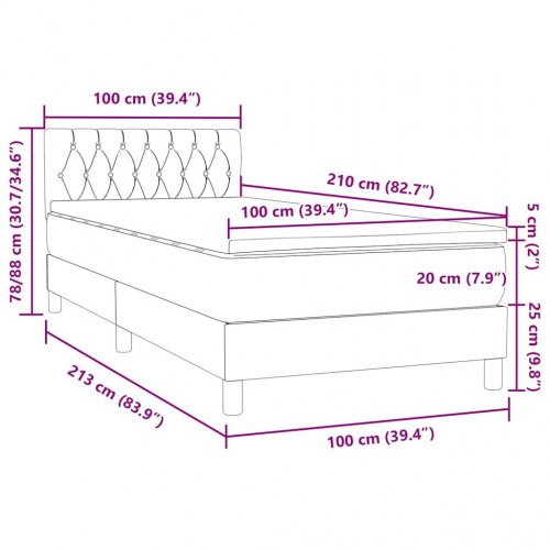 Kontinentalseng med madras 100x210 cm fløjl lyserød