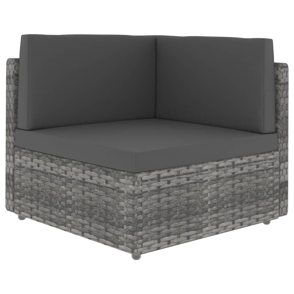 Hjørnedel til sofa polyrattan grå