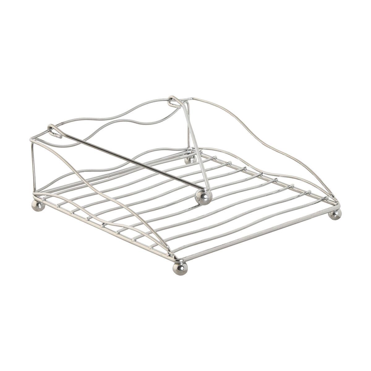 Servietholder - sølvfarvet metal, 19 × 19 × 7 cm