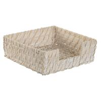 Servietholder Home ESPRIT Hvid Natur Bambus Rattan 18 x 18 x 6 cm