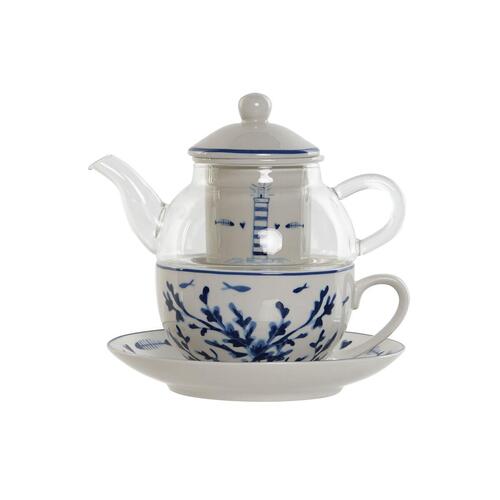 Tekande Home ESPRIT Blå Hvid Krystal Porcelæn