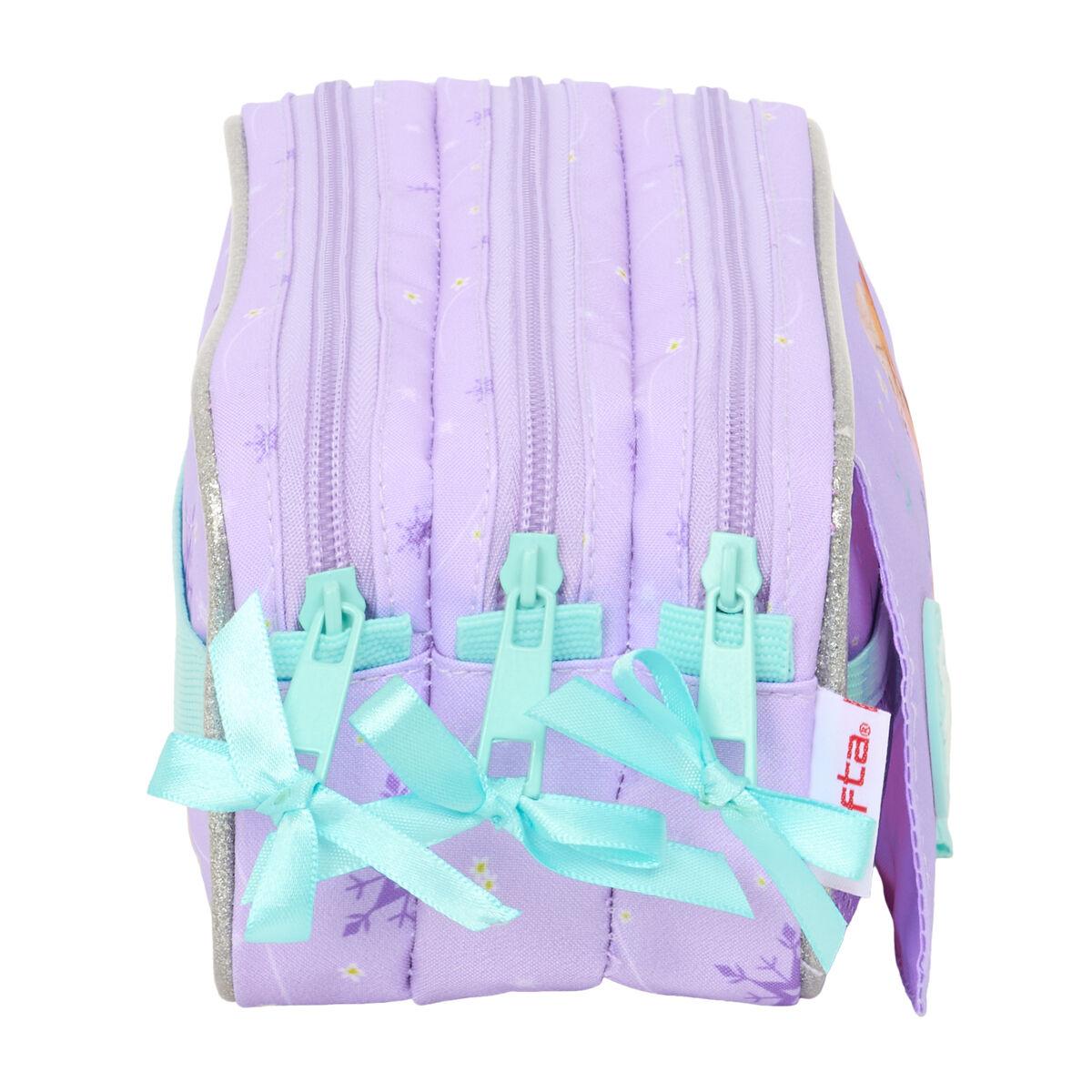 Frozen - Tredobbelt bæretaske/penalhus Frozen Spirit, syren 21,5 × 10 × 8 cm