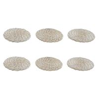 Varmebrikker Home ESPRIT Hvid Natur Bambus Rattan 12 x 12 x 6 cm