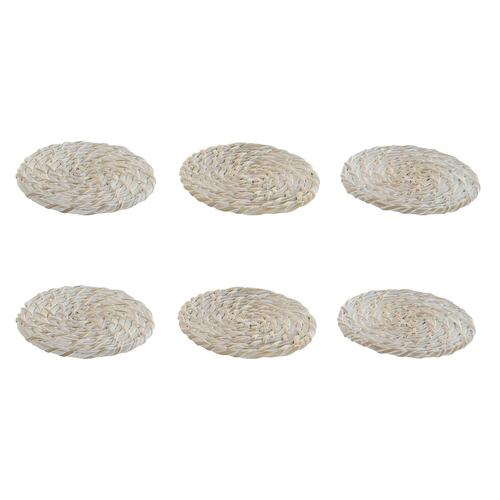 Varmebrikker Home ESPRIT Hvid Natur Bambus Rattan 12 x 12 x 6 cm
