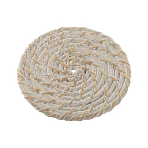 Varmebrikker Home ESPRIT Hvid Natur Bambus Rattan 12 x 12 x 6 cm