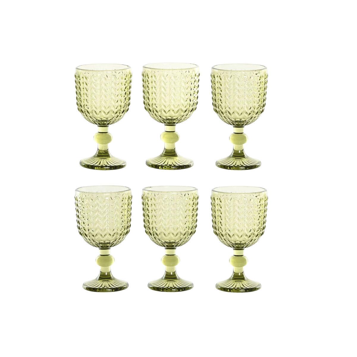 Sæt med glas Home ESPRIT Grøn Krystal 260 ml (6 enheder)