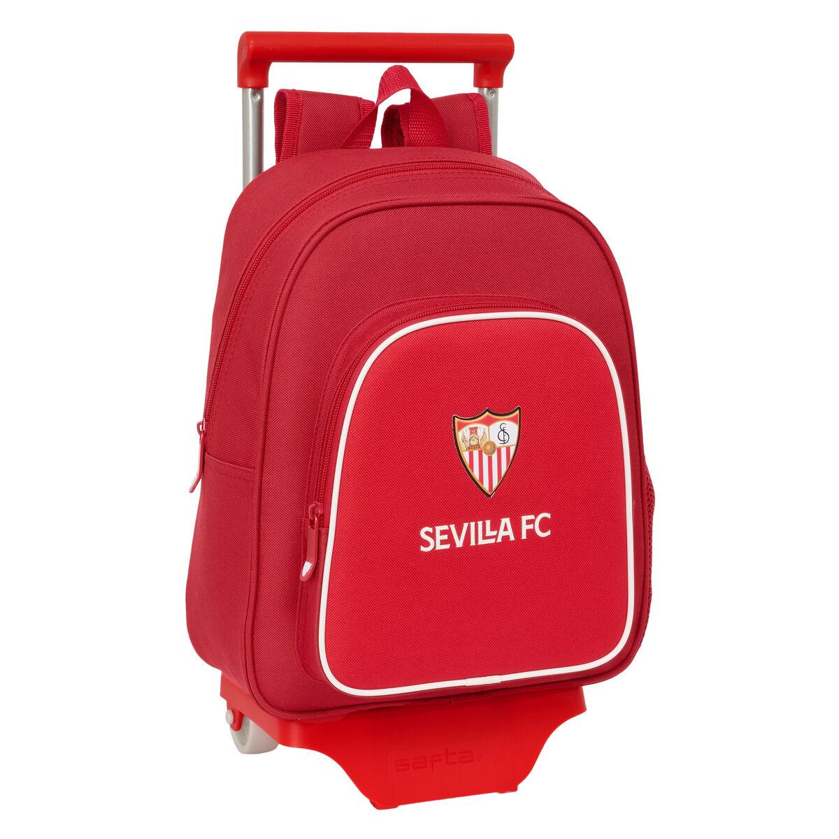 Sevilla Fútbol Club skolerygsæk med hjul - rød 28 × 34 × 10 cm