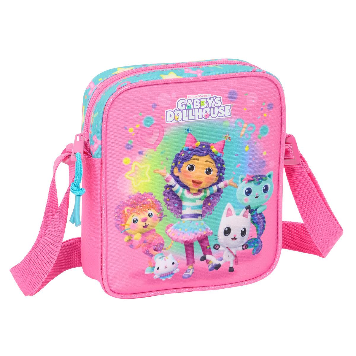 Gabby's Dollhouse skuldertaske - Confetti, pink/turkis 16 × 18 × 4 cm