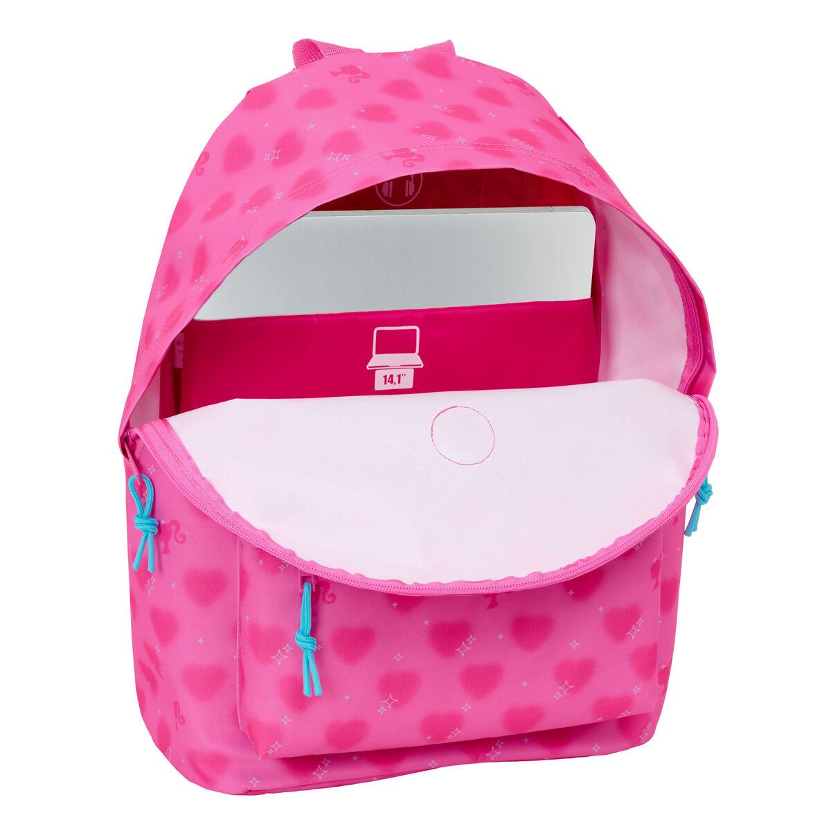 Barbie skoletaske - pink hjerter, 31 × 41 × 16 cm (16 l)