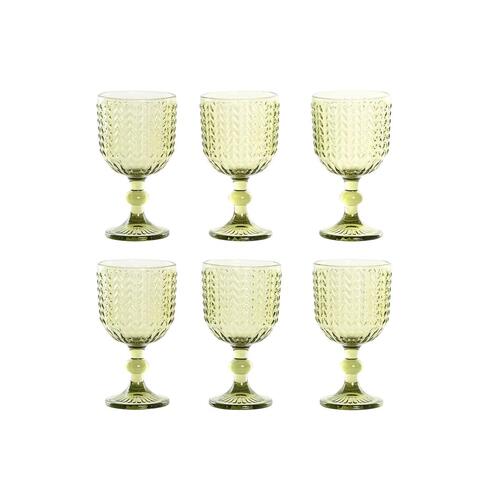 Sæt med glas Home ESPRIT Grøn Krystal 380 ml (6 enheder)