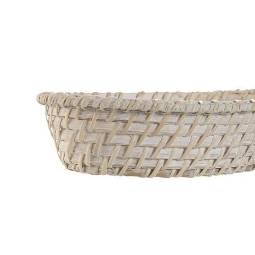 Kurvesæt Home ESPRIT Hvid Natur Bambus Rattan 29 x 22 x 7 cm